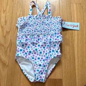 Cat & Jack Kids One Piece Swimsuit - Purple Floral